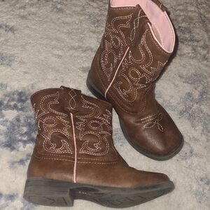 Brown and Pink Western Boots